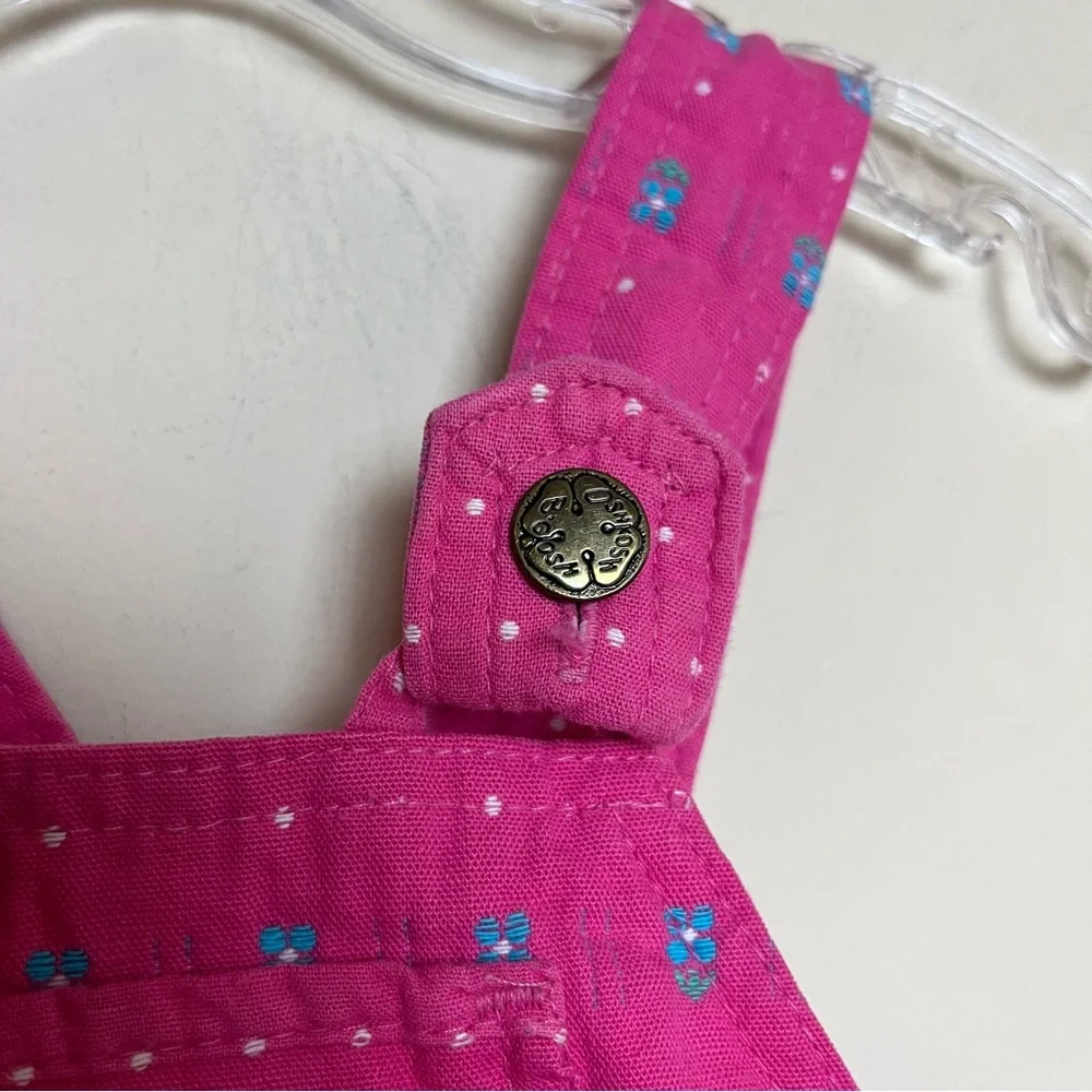 VTG 90s OshKosh Floral Overalls Bibs Bow Pink Blue‎ Girls Size 18M USA Union Tag